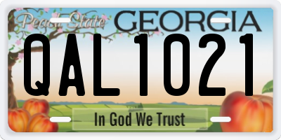 GA license plate QAL1021