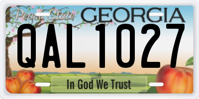 GA license plate QAL1027