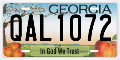 GA license plate QAL1072