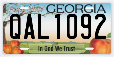 GA license plate QAL1092