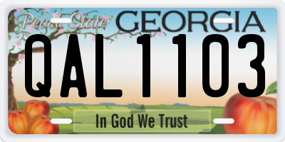 GA license plate QAL1103