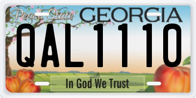 GA license plate QAL1110