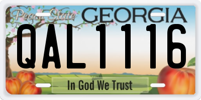GA license plate QAL1116