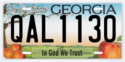 GA license plate QAL1130