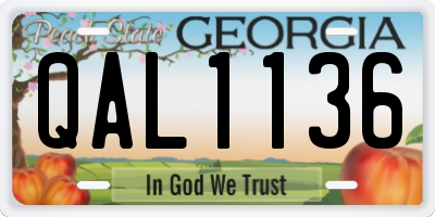 GA license plate QAL1136