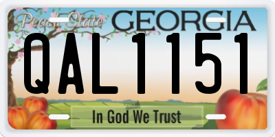 GA license plate QAL1151