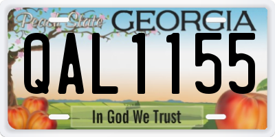 GA license plate QAL1155
