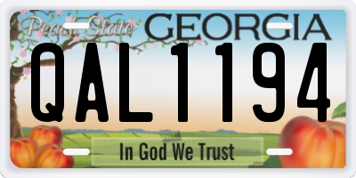 GA license plate QAL1194