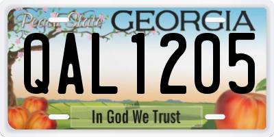 GA license plate QAL1205