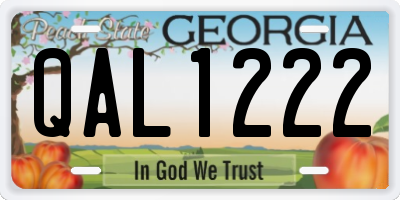 GA license plate QAL1222