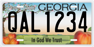 GA license plate QAL1234