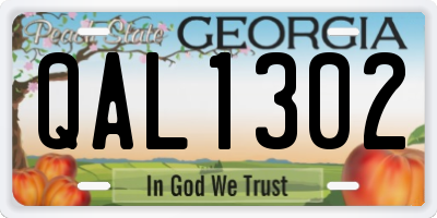 GA license plate QAL1302