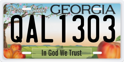 GA license plate QAL1303