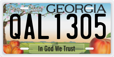 GA license plate QAL1305