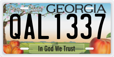 GA license plate QAL1337