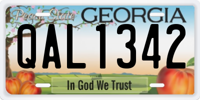 GA license plate QAL1342
