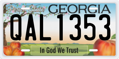 GA license plate QAL1353