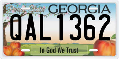 GA license plate QAL1362