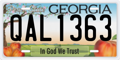 GA license plate QAL1363