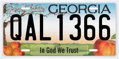 GA license plate QAL1366