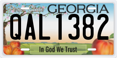 GA license plate QAL1382