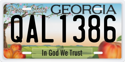 GA license plate QAL1386