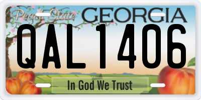 GA license plate QAL1406