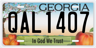 GA license plate QAL1407