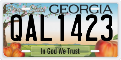 GA license plate QAL1423