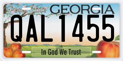 GA license plate QAL1455