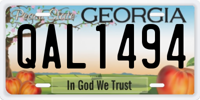 GA license plate QAL1494