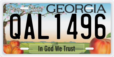 GA license plate QAL1496