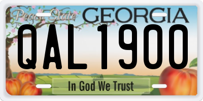 GA license plate QAL1900