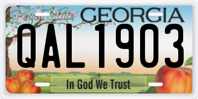 GA license plate QAL1903