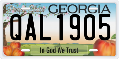 GA license plate QAL1905