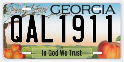 GA license plate QAL1911