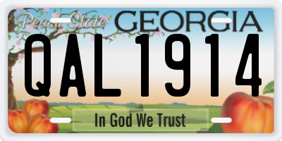 GA license plate QAL1914