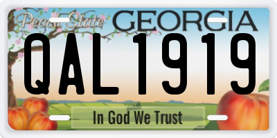 GA license plate QAL1919