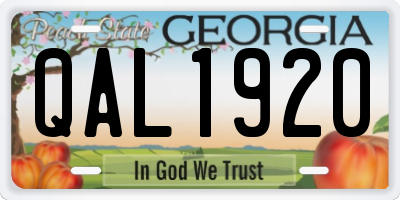 GA license plate QAL1920