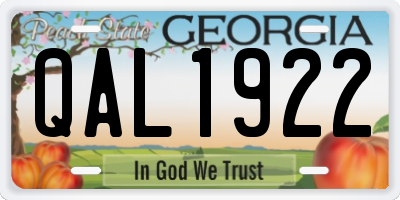 GA license plate QAL1922