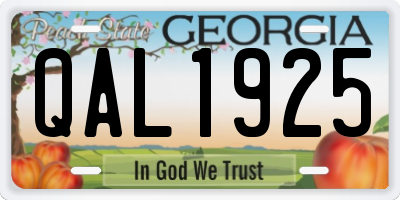 GA license plate QAL1925