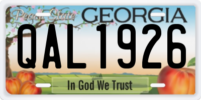 GA license plate QAL1926