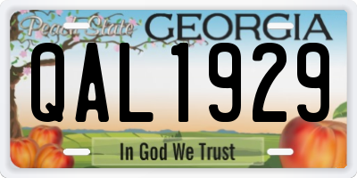 GA license plate QAL1929