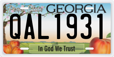 GA license plate QAL1931