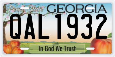 GA license plate QAL1932