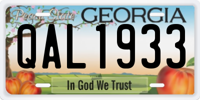 GA license plate QAL1933