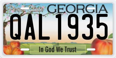 GA license plate QAL1935