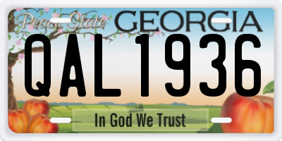 GA license plate QAL1936