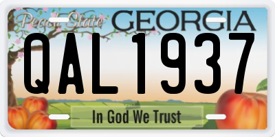 GA license plate QAL1937