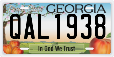 GA license plate QAL1938